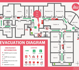 Colored Evacuation House Plan