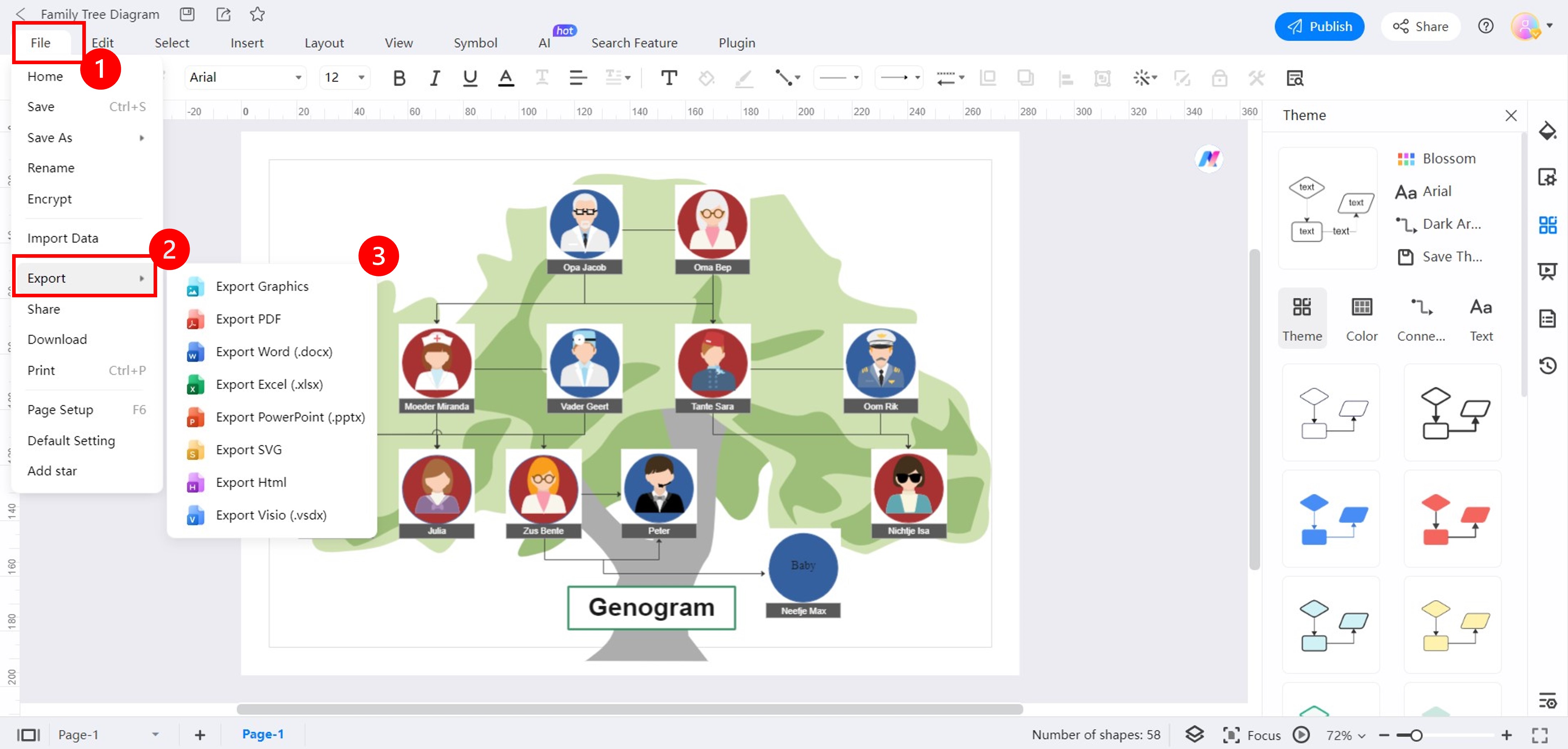 Draw Belmont Family Trees Online